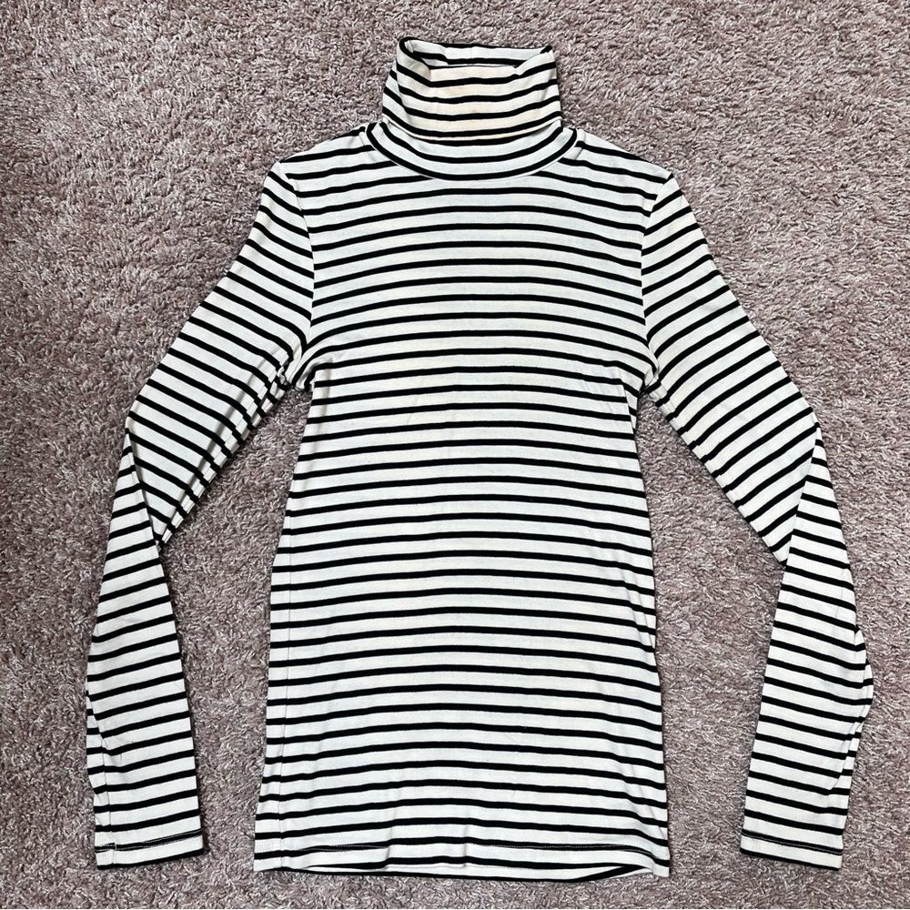 Splendid Striped Knit Long Sleeve Turtleneck Top